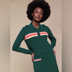 4FunkyFlavours Knitted cardigan in green, purple, red and cream. Size Large.